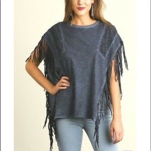 Boho Fringed Tee/Poncho Umgee